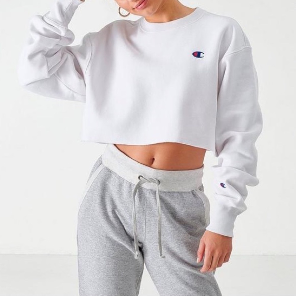 Champion White Cropped Sweatshirt New